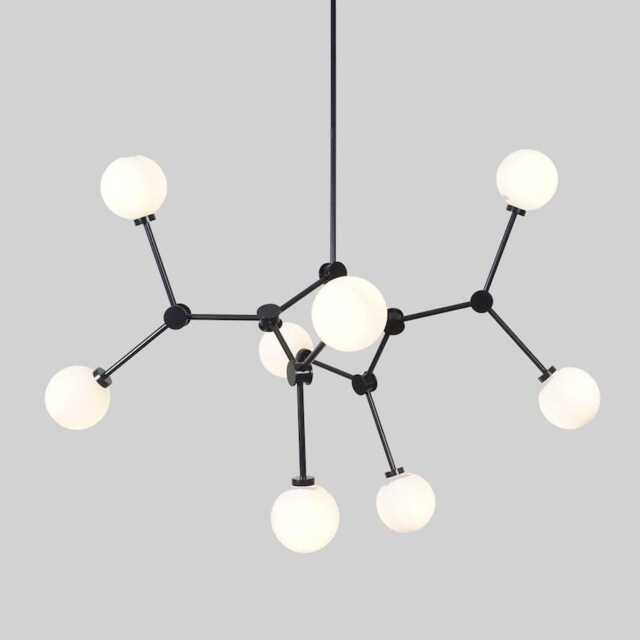 Stilnovo Style Sputnik Chandelier - Black Brass, 8-Light Glass Globe Pendant - image 1