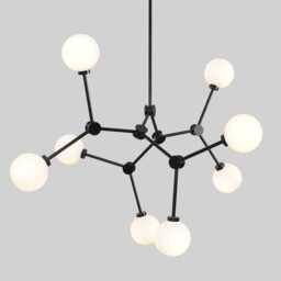 Stilnovo Style Sputnik Chandelier - Black Brass, 8-Light Glass Globe Pendant - thumbnail 3