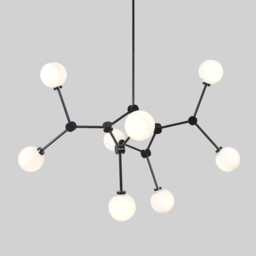 Stilnovo Style Sputnik Chandelier - Black Brass, 8-Light Glass Globe Pendant - thumbnail 1