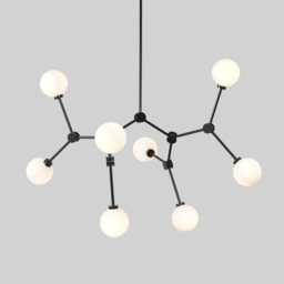 Stilnovo Style Sputnik Chandelier - Black Brass, 8-Light Glass Globe Pendant - thumbnail 2