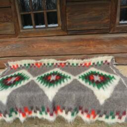 Handmade Wool Blanket Tribal Aztec Rug, Southwestern Cabin Decor - thumbnail 2