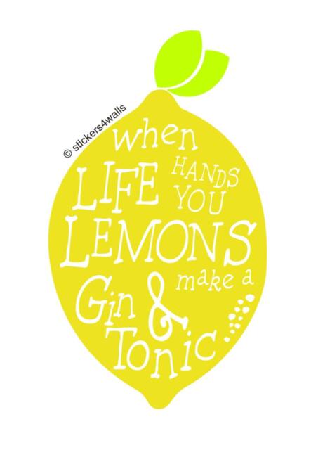 Gin & Tonic Lemon Wall Sticker Kitchen Bar Art - image 1