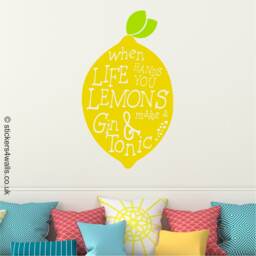 Gin & Tonic Lemon Wall Sticker Kitchen Bar Art - thumbnail 2