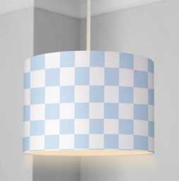 Lampshade - Nursery Ceiling Or Table Lampshade, Blue & White Checkered Lampshade, Childrens Round Kids Lampshade