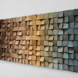Wood Wall Art - Handmade Sound Diffuser Brown Gold Blue Decor - thumbnail 4