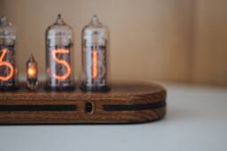 The Slim Time Capsule - In-14 Nixie Clock in Wooden Case With A Plastic Bottom Cover - thumbnail 1