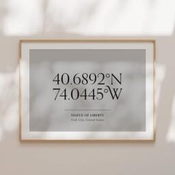 Custom Landscape Coordinates Print Office Wall Art Retirement Gifts 21st Birthday Gift Neutral New Home - thumbnail 2