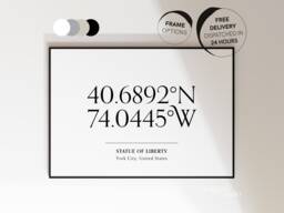 Custom Landscape Coordinates Print Office Wall Art Retirement Gifts 21st Birthday Gift Neutral New Home - thumbnail 1