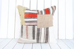Vintage Turkish Kilim Pillow Cover - 20x20 Inch - thumbnail 1