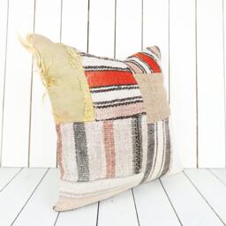 Vintage Turkish Kilim Pillow Cover - 20x20 Inch - thumbnail 3