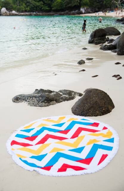 Round Beach Towel 150cm - 60Inch Bridesmaid Gift Bride Hens Night Boho Bohemian Summer Wedding Broom Rustic Nomad Cotton - image 1