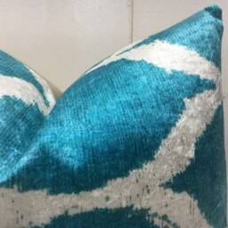 Hand Dyed Silk Ikat Pillow Cover, Modern Accent Cushion - 16x16 - thumbnail 2