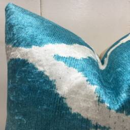 Hand Dyed Silk Ikat Pillow Cover, Modern Accent Cushion - 16x16 - thumbnail 3