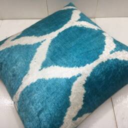 Hand Dyed Silk Ikat Pillow Cover, Modern Accent Cushion - 16x16 - thumbnail 4