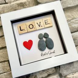 Valentine Gift Personalised Pebble Art Couple Picture, Romantic Anniversary For Him Or Her, Handmade Love Picture - thumbnail 2