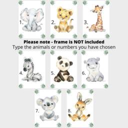 Choose Your Own Safari Animals Baby Boy Girl Nursery Bedroom Unframed Poster Prints Jungle Leaves, Giraffe Lion Elephant Wall Art Gift - thumbnail 2
