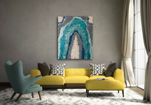 Silver & Turquoise Goede Art Canvas - image 1