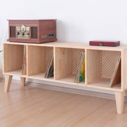 Record Player Stand, Low Media Console, Vinyl Credenza - Episk - thumbnail 3