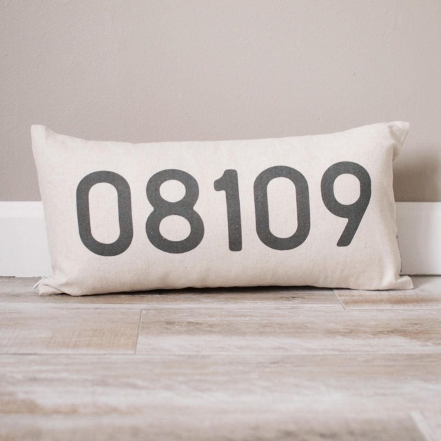 Personalized Zip Code Pillow - Dorm Decor Monogrammed Gift Rustic Home Farmhouse - image 1