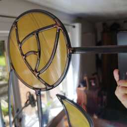 Charles Rennie Mackintosh Stained Glass Mirror in Gold - thumbnail 2