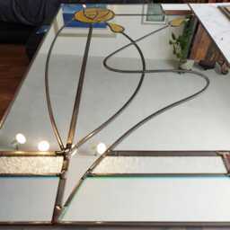 Charles Rennie Mackintosh Stained Glass Mirror in Gold - thumbnail 3