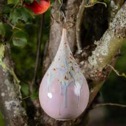 Lavender Mist - Handmade Ceramic Stoneware Hanging Teardrop Bird Feeder - Frost Resistant - thumbnail 3