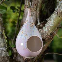 Lavender Mist - Handmade Ceramic Stoneware Hanging Teardrop Bird Feeder - Frost Resistant - thumbnail 4