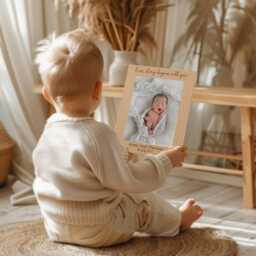Personalised New Baby Photo Frame With Birth Details Keepsake For Parents Gift Engraved Wood Picture Newborn Grandparents - thumbnail 3