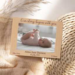 Personalised New Baby Photo Frame With Birth Details Keepsake For Parents Gift Engraved Wood Picture Newborn Grandparents - thumbnail 1