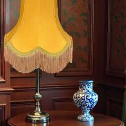 Traditional Gold Fabric Lampshade Handmade For Table & Floor Standard Lamp Bases, Wall Light Fixtures, Ceiling Fittings - thumbnail 3