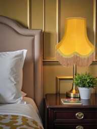 Traditional Gold Fabric Lampshade Handmade For Table & Floor Standard Lamp Bases, Wall Light Fixtures, Ceiling Fittings - thumbnail 1