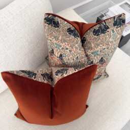 William Morris Cushion Cover Brother Rabbit With Terracotta Velvet Back All Sizes - thumbnail 3