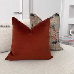 William Morris Cushion Cover Brother Rabbit With Terracotta Velvet Back All Sizes - thumbnail 4