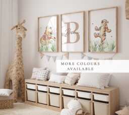 Winnie The Pooh Personalised Nursery Prints, Set Of 3 Bear Wall Art, Child Kids Decor, Digital Download, Piglet - thumbnail 1