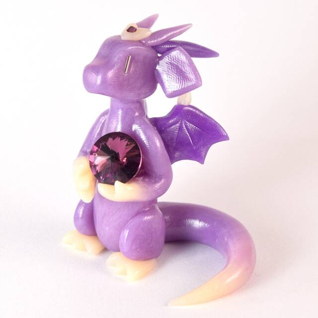 Amethyst Birthstone Dragon Figurine February Birthstone, Swarovski Crystal Gem - image 1