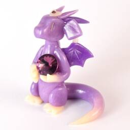 Amethyst Birthstone Dragon Figurine February Birthstone, Swarovski Crystal Gem - thumbnail 1