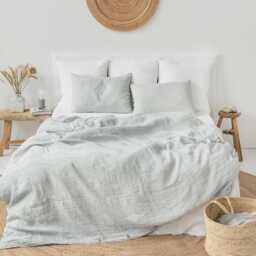 Forest Green Striped Linen Fitted Sheet - Stonewashed European Flax Deep Pocket Option Breathable Cooling Eco Friendly Bedding - thumbnail 2