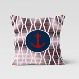 Nautical Anchor Cushion Cover-Coastal Pillow Case-Seashells Cover-Summer Garden Case-Gift For Her Cushion-Handmade Material - thumbnail 2