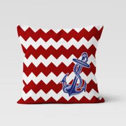 Nautical Anchor Cushion Cover-Coastal Pillow Case-Seashells Cover-Summer Garden Case-Gift For Her Cushion-Handmade Material - thumbnail 3