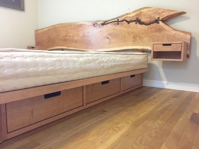 Platform Storage Bed With Live Edge Headboard - image 1