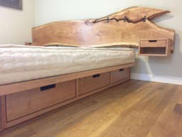 Platform Storage Bed With Live Edge Headboard - thumbnail 1