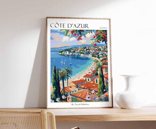C??te D'azur Travel Poster French Riviera Wall Art - image 1
