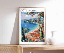 C??te D'azur Travel Poster French Riviera Wall Art - thumbnail 1