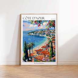 C??te D'azur Travel Poster French Riviera Wall Art - thumbnail 3