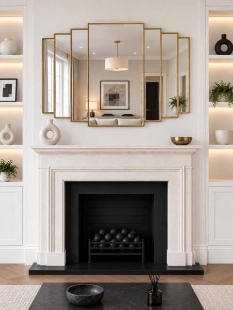 Large Modern Rectangle Over Mantle Art Deco Wall Mirror - image 1