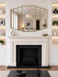 Large Modern Rectangle Over Mantle Art Deco Wall Mirror - thumbnail 1