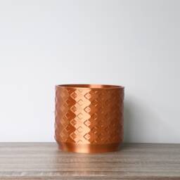 "Wallflower Planter With Drainage & Saucer in Copper, Unique 3D-Printed Plant Pot, Small To Large Sizes 4"" 5"" 6"" 7"" 8" - thumbnail 3