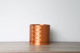 "Wallflower Planter With Drainage & Saucer in Copper, Unique 3D-Printed Plant Pot, Small To Large Sizes 4"" 5"" 6"" 7"" 8" - thumbnail 1