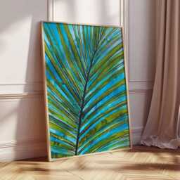 Palm Leaf Wall Art Print, Tropical Botanical Poster, Vibrant Green Plant Artwork, Coastal Beach House Decor, Exotic Jungle Print - thumbnail 2
