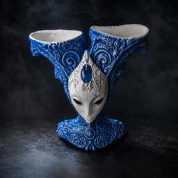 Alien Jester Planter - Blue Cast Stone Plant Pot, Sci Fi Decor, Handmade UK - thumbnail 2